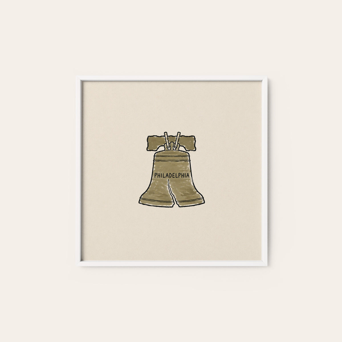 Philadelphia Liberty Bell square art print — white frame