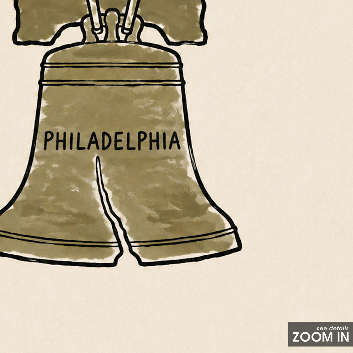 Philadelphia Liberty Bell square art print — artwork detail