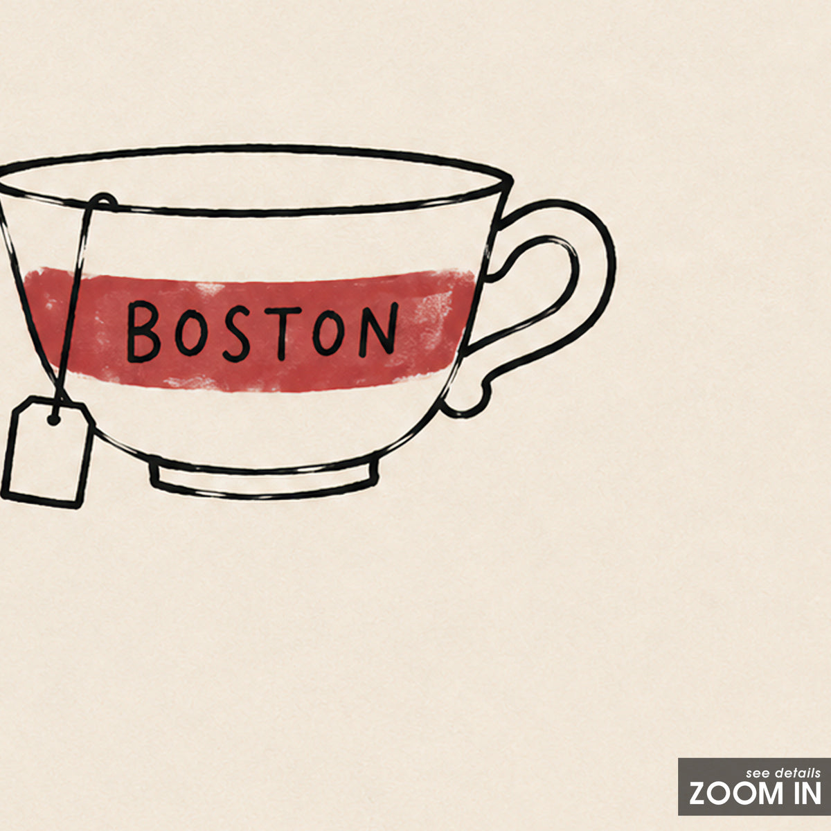 Boston Tea Cup square art print — artwork detail