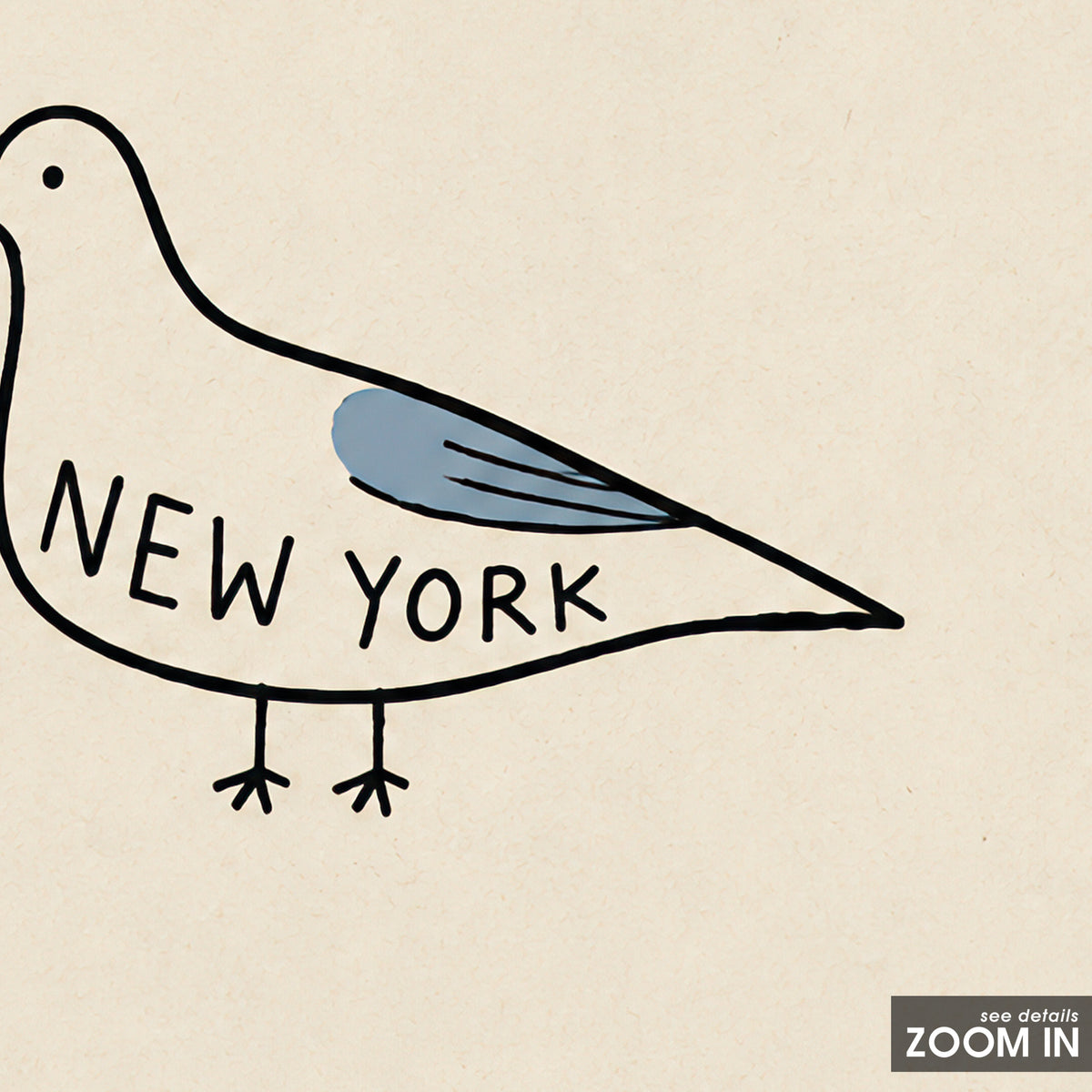 New York Pigeon square art print — artwork detail