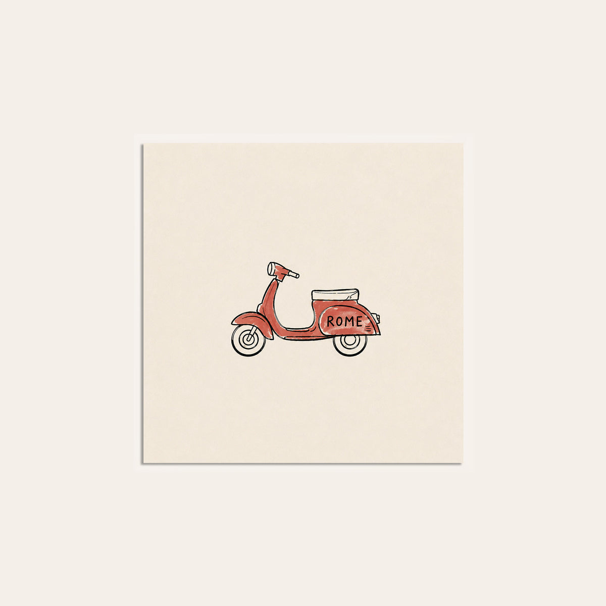 Rome Red Scooter square art print — unframed print