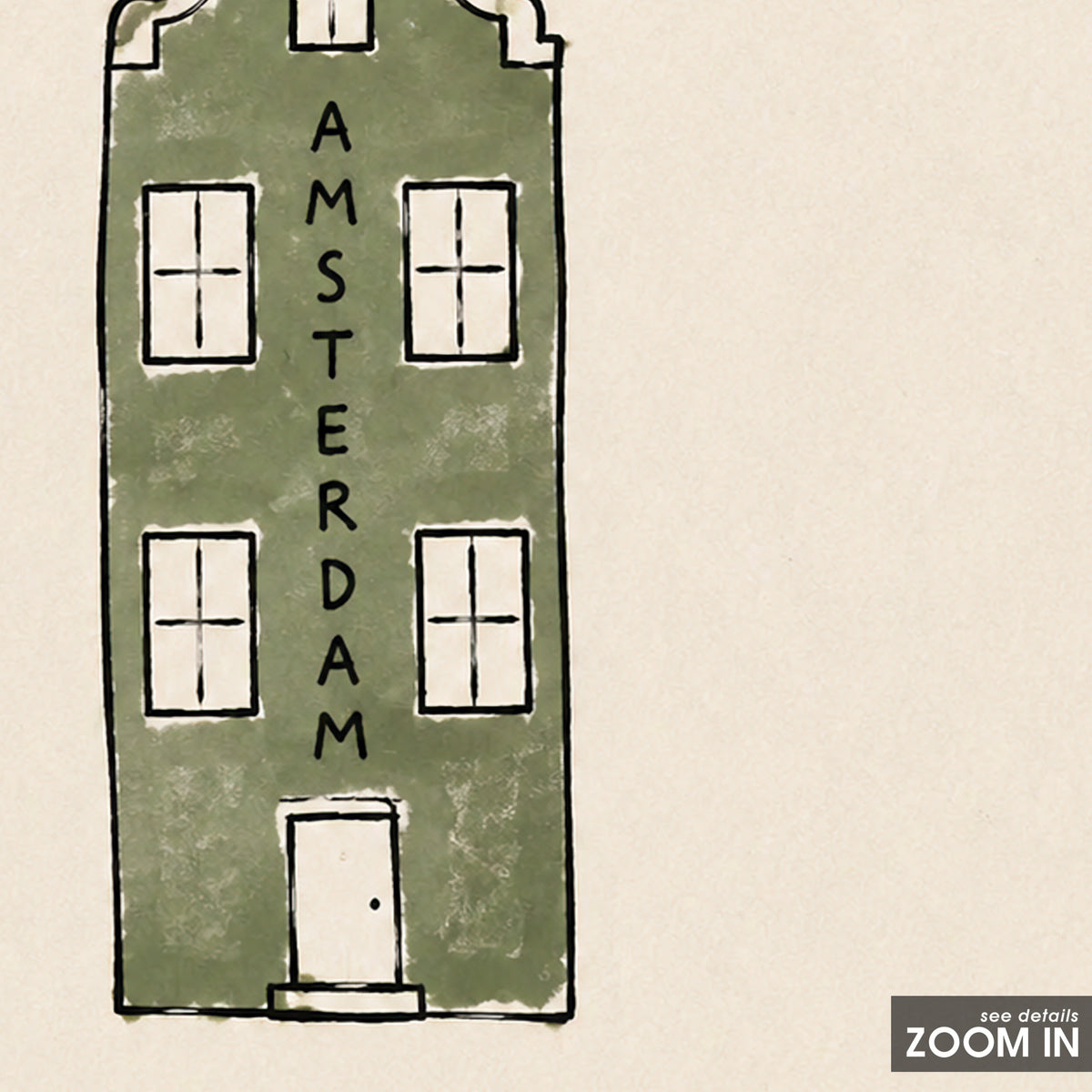 Amsterdam Canal House square art print — artwork detail