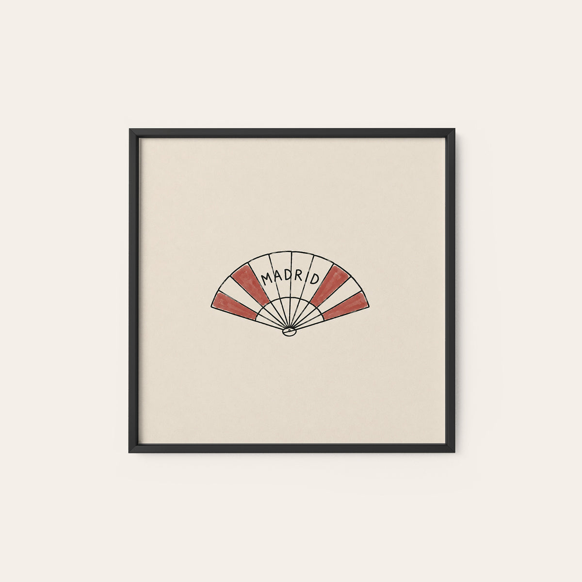 Madrid Folding Fan square art print — black frame