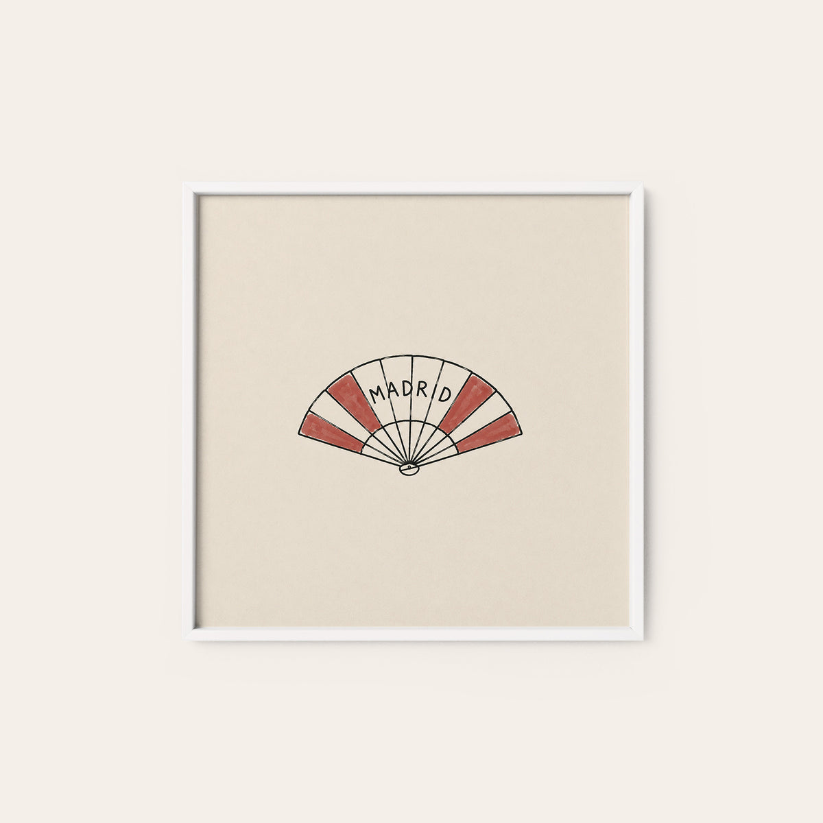 Madrid Folding Fan square art print — white frame