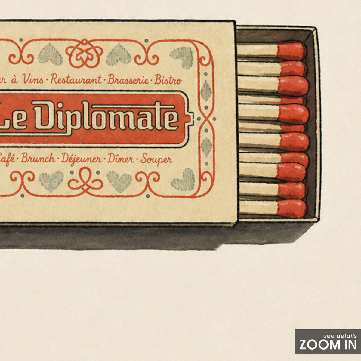 Le Diplomate Matchbox square art print — artwork detail