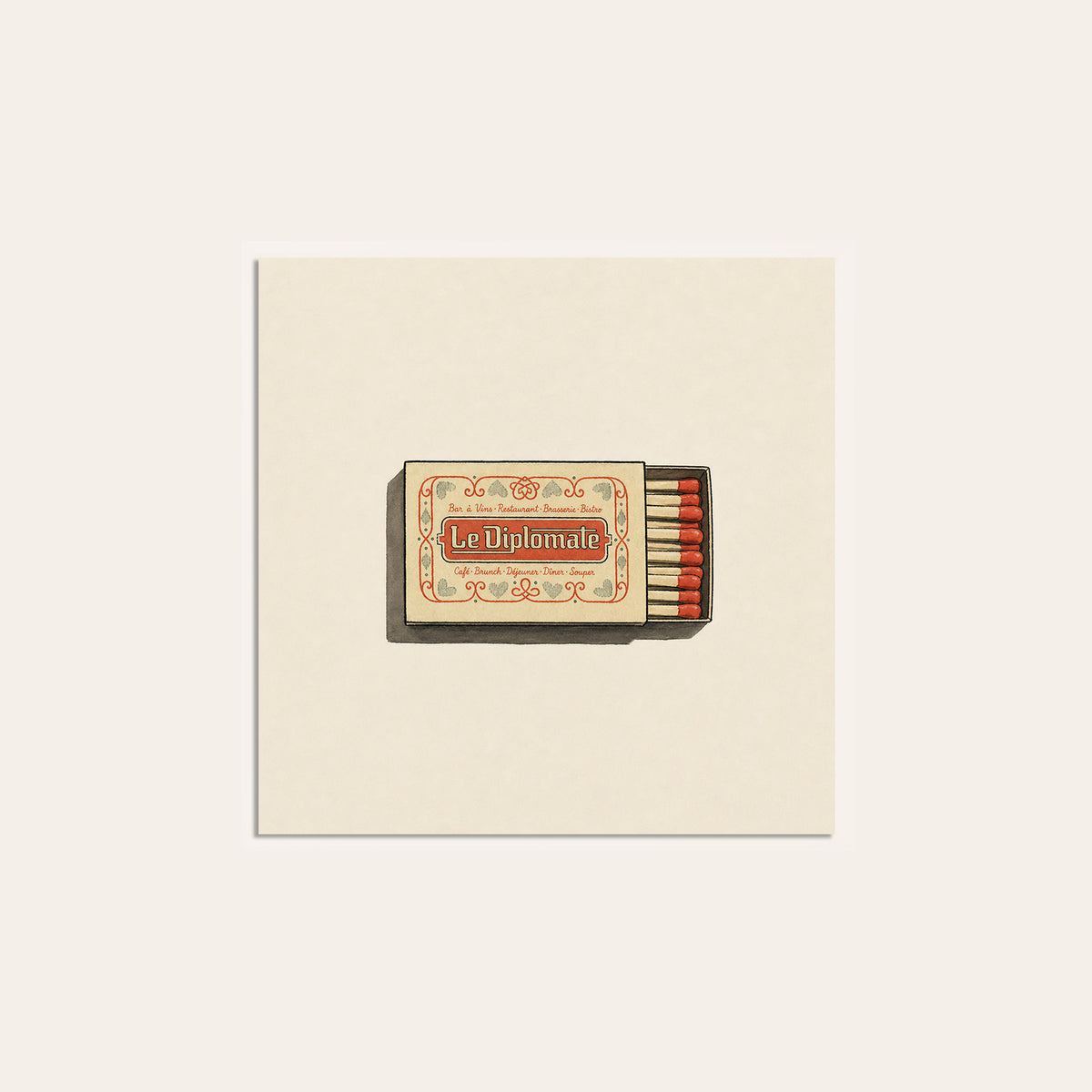 Le Diplomate Matchbox square art print — unframed print