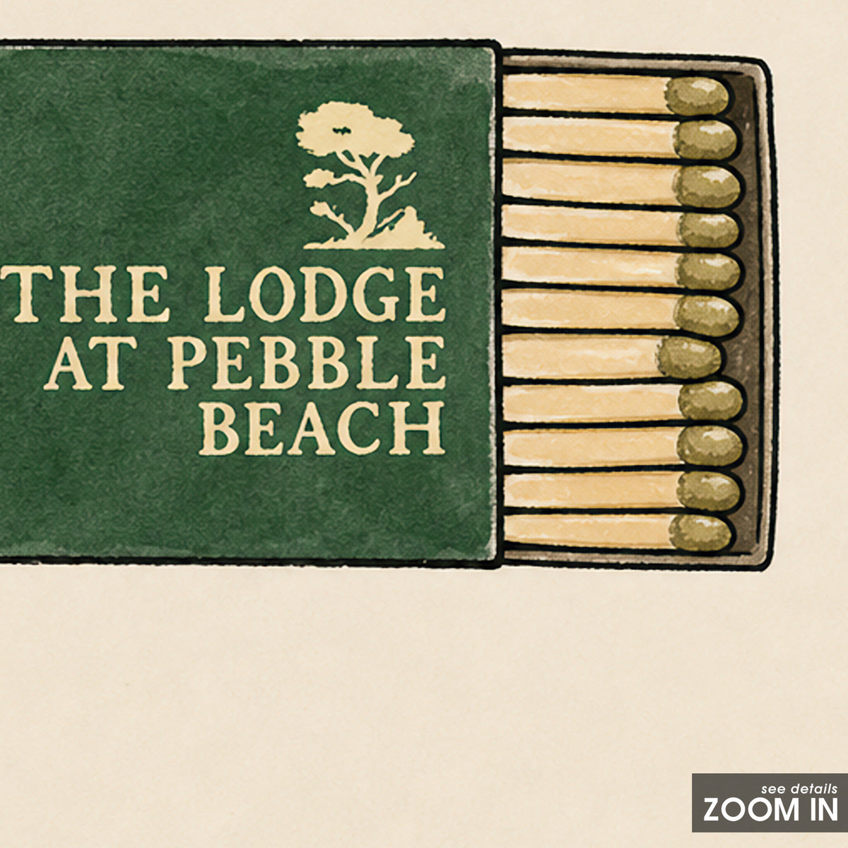 Pebble Beach Green Matchbox square art print — artwork detail