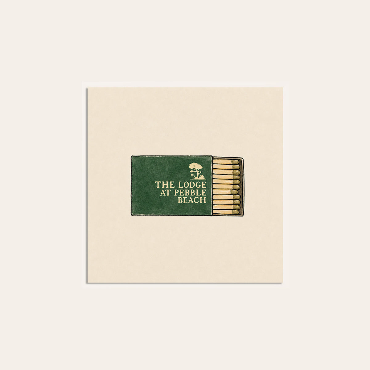 Pebble Beach Green Matchbox square art print — unframed print