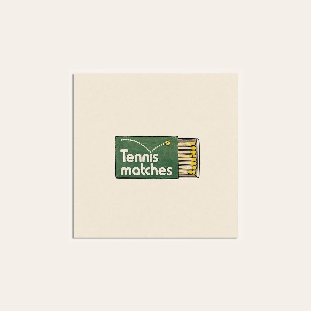 Tennis Matches Matchbox square art print — unframed print