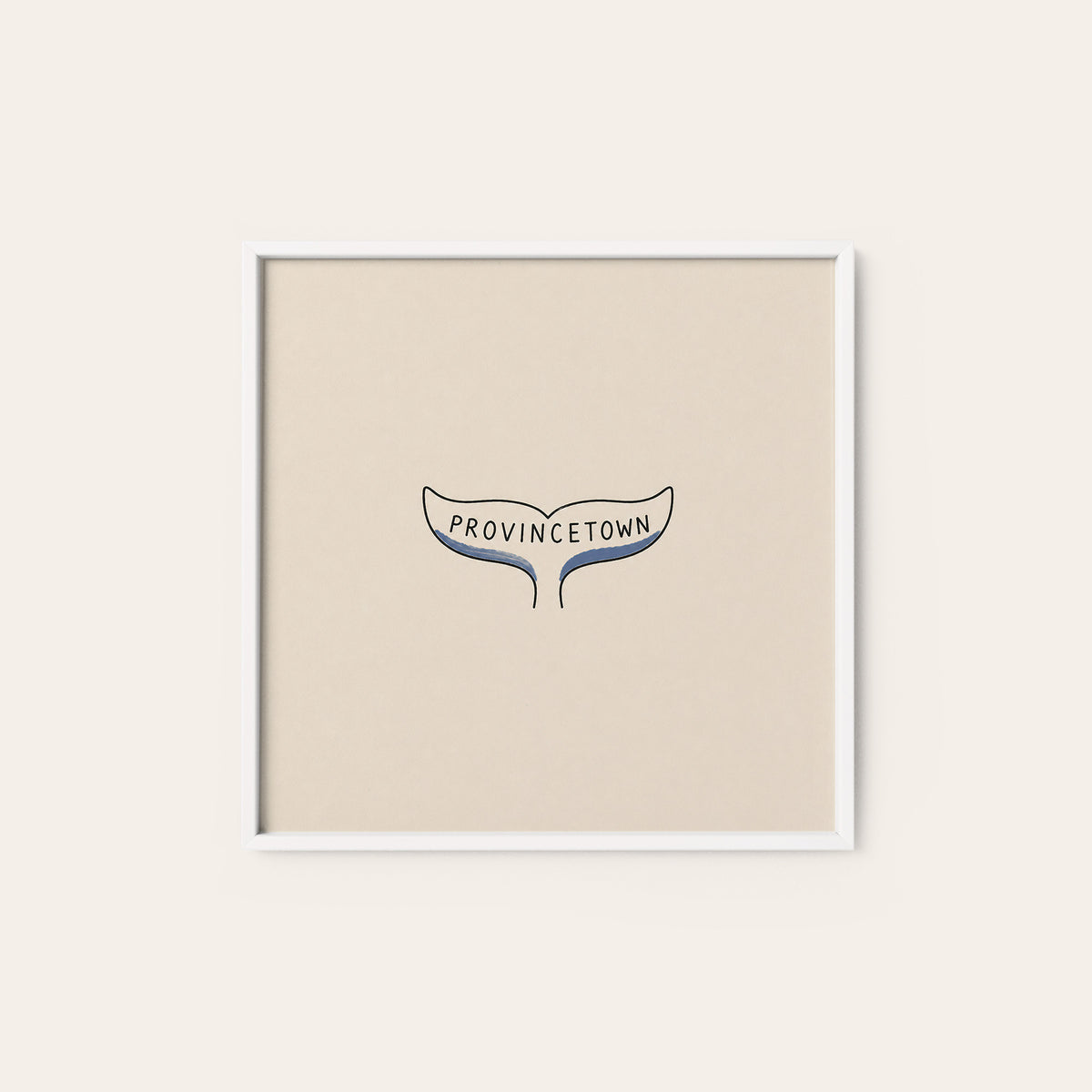 Provincetown Whale Tail square art print — white frame