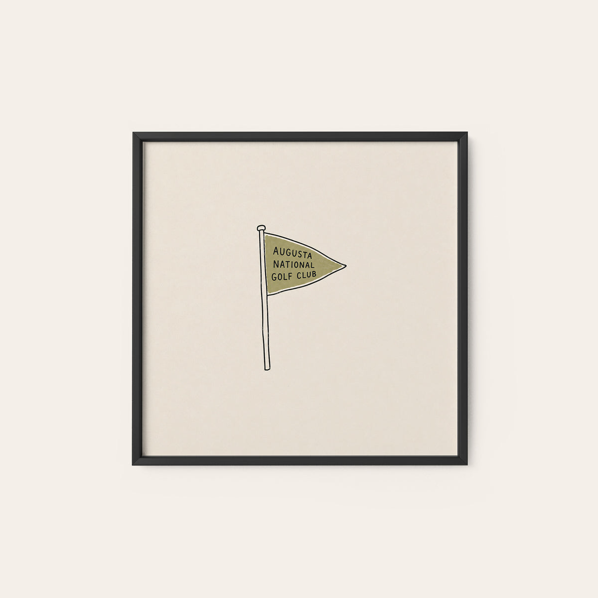 Augusta Golf Pennant square art print — black frame
