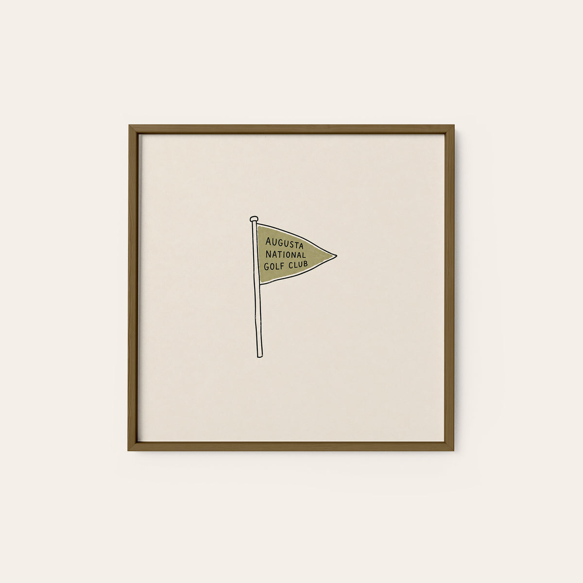 Augusta Golf Pennant square art print — dark wood frame