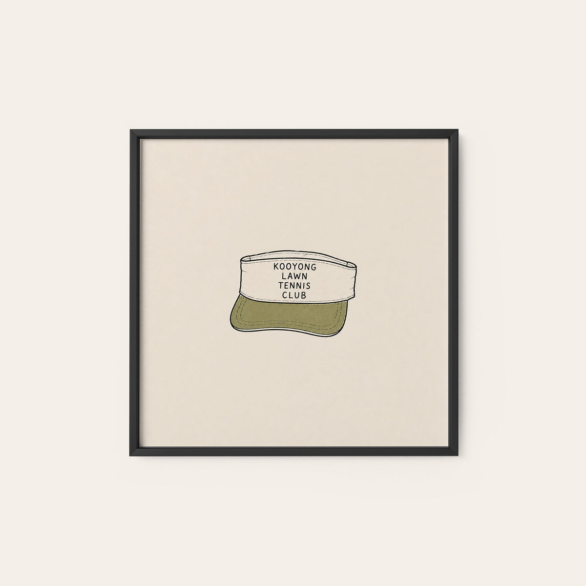 Kooyong Tennis Visor square art print — black frame