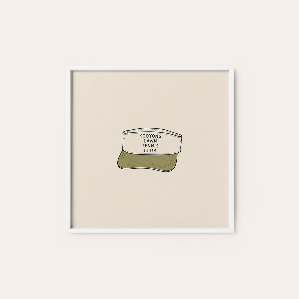 Kooyong Tennis Visor square art print — white frame