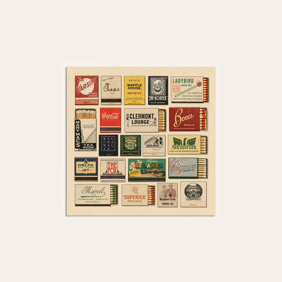 Atlanta Matchbox Gallery square art print — unframed print