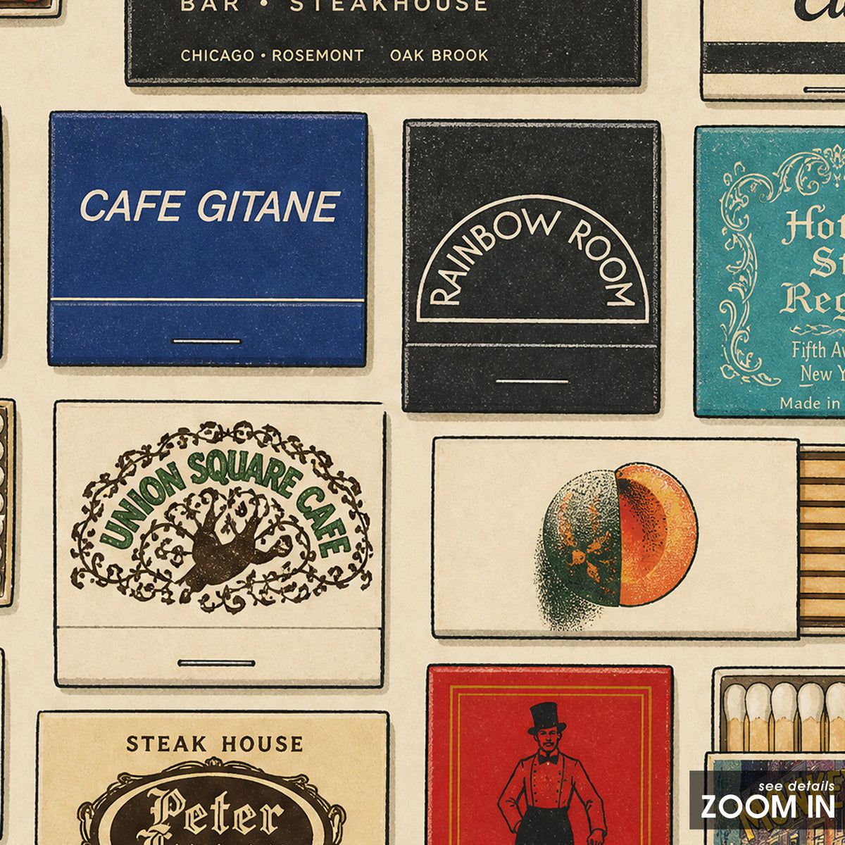 New York Inspired Matchbox Gallery square art print — artwork detail