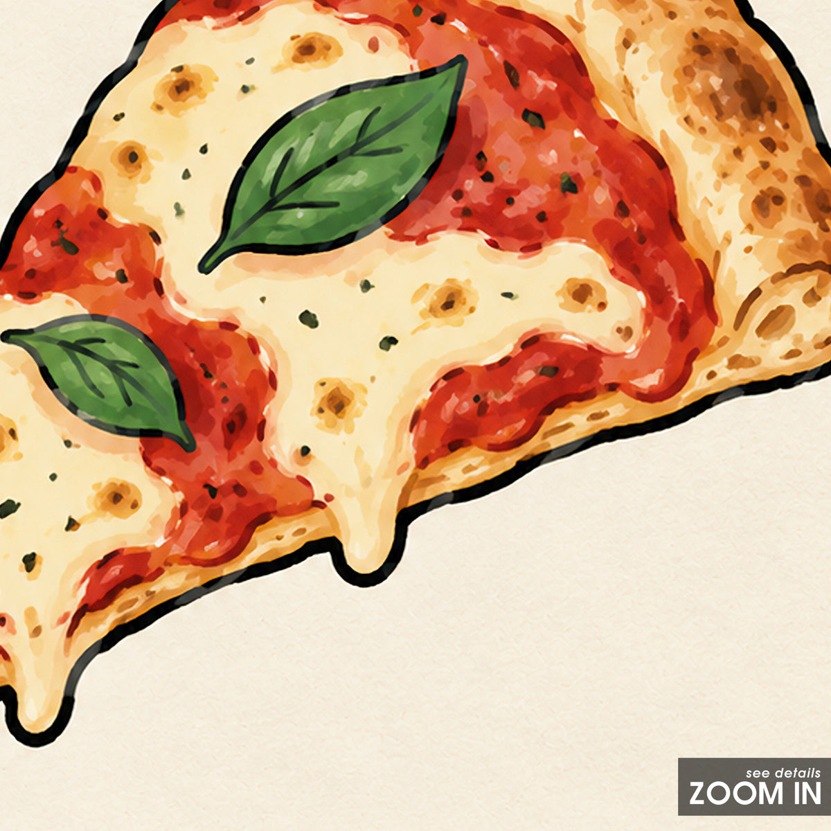 Pizza One More Slice square art print — artwork detail