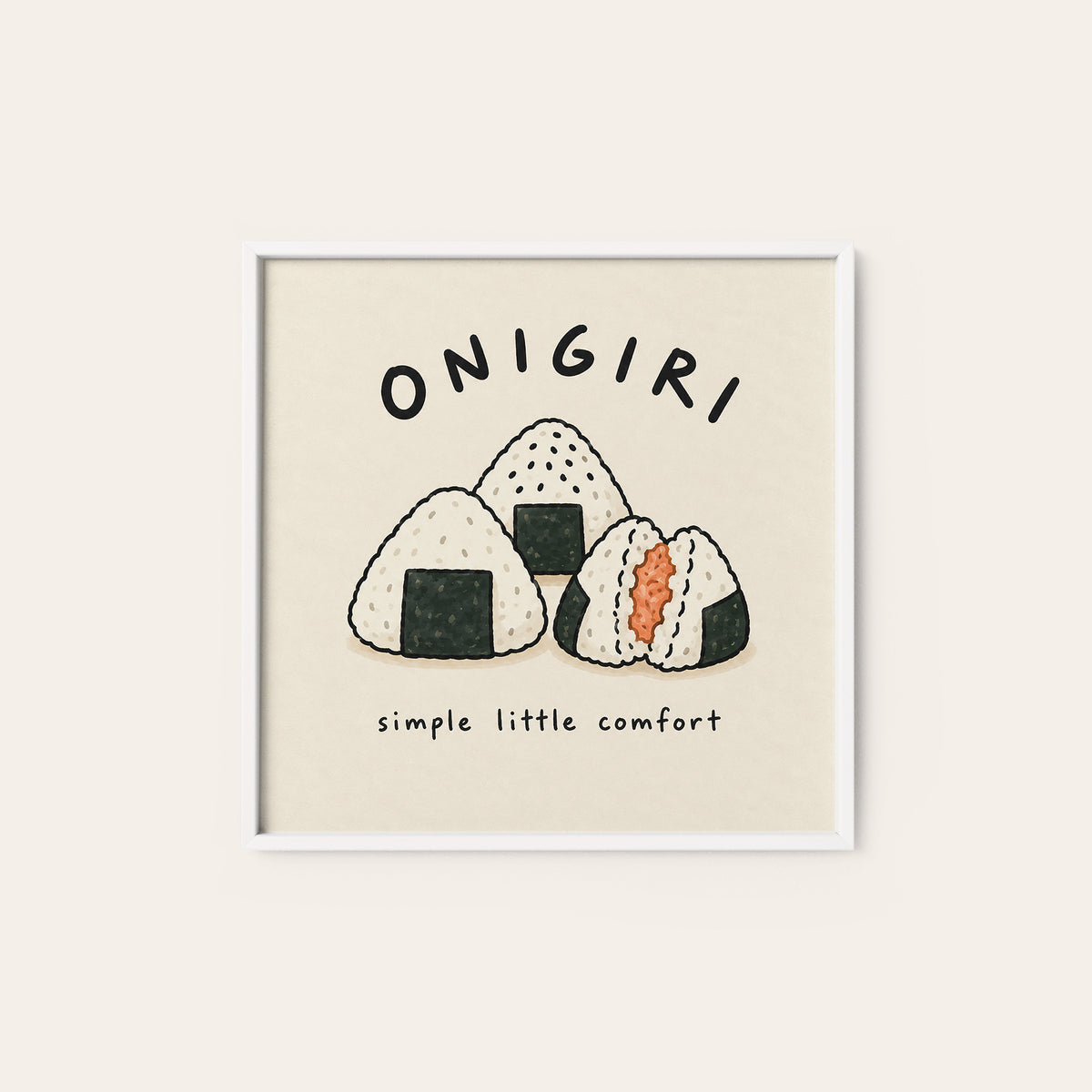 Onigiri Simple Little Comfort square art print — white frame