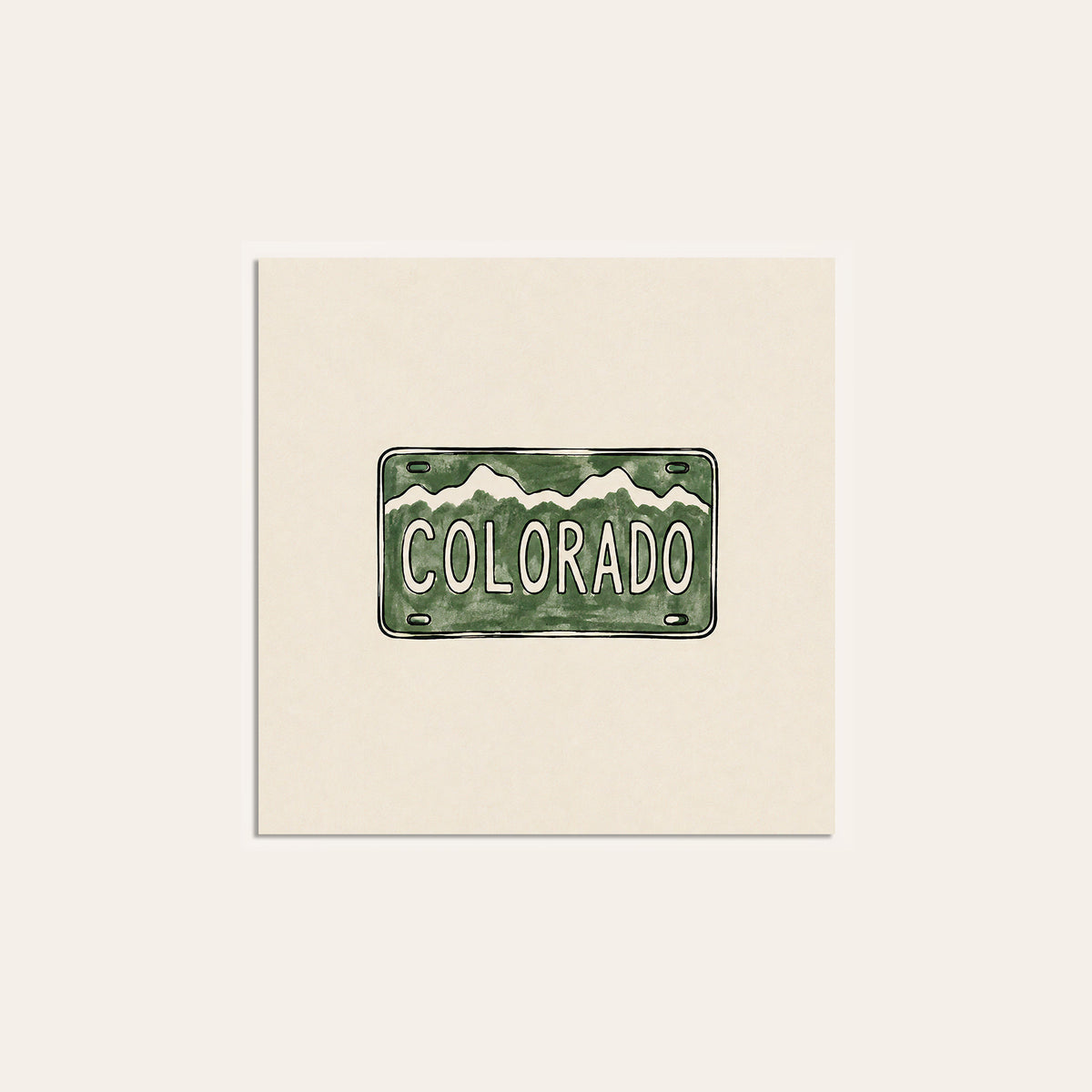 Colorado Mountain License Plate square art print — unframed print