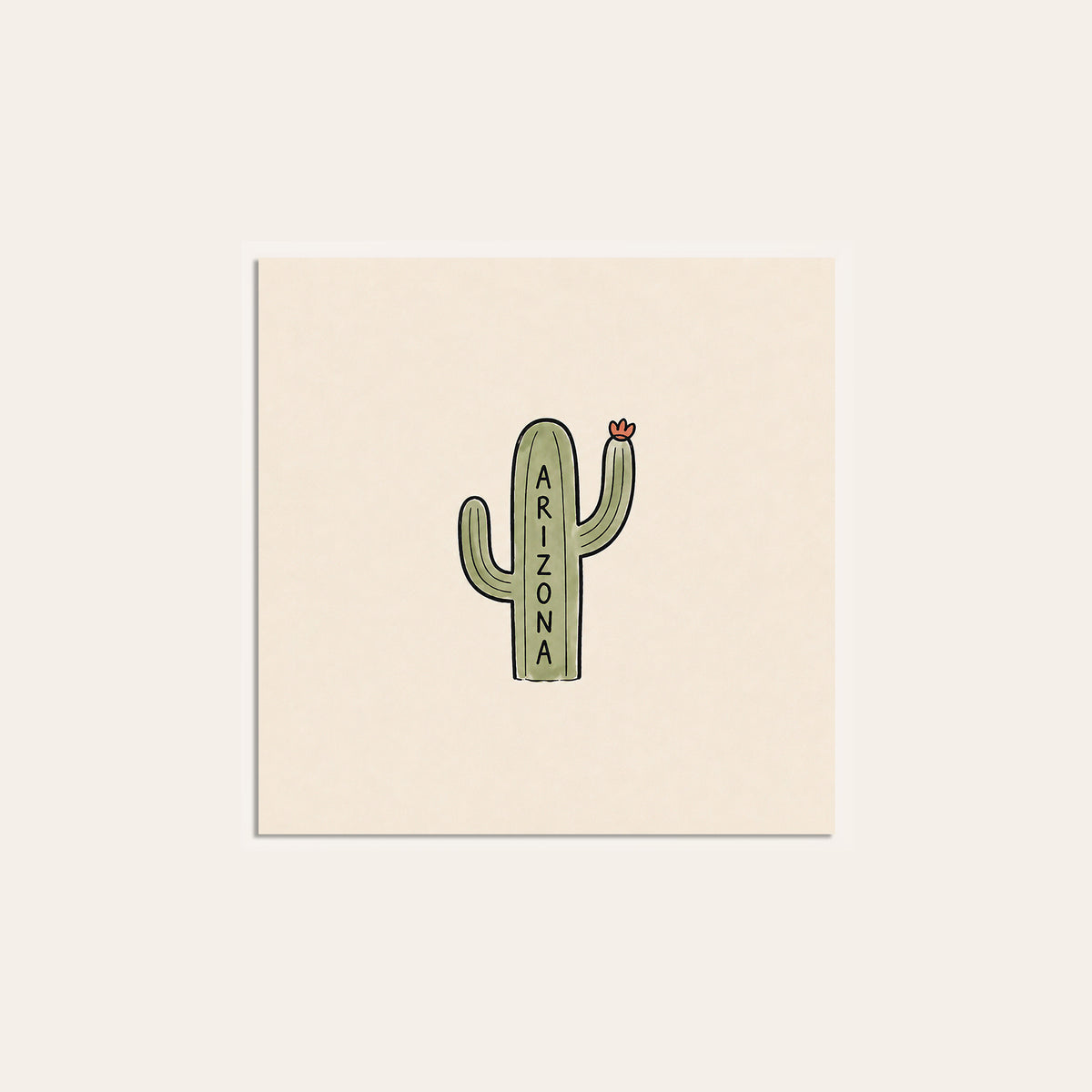 Arizona Saguaro Cactus square art print — unframed print
