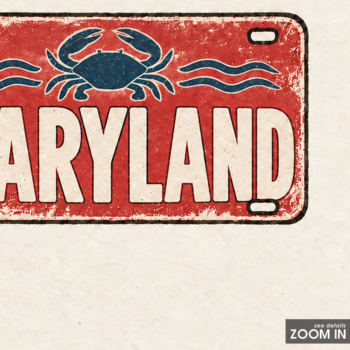 Maryland Crab License Plate square art print — artwork detail