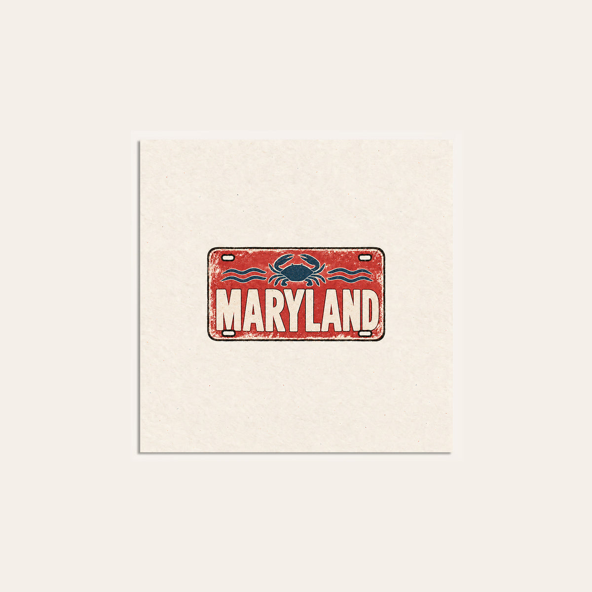 Maryland Crab License Plate square art print — unframed print