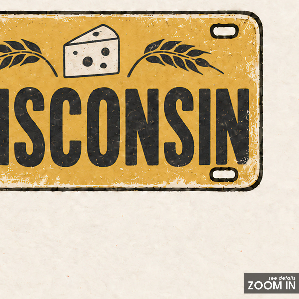 Wisconsin Cheese License Plate square art print — artwork detail