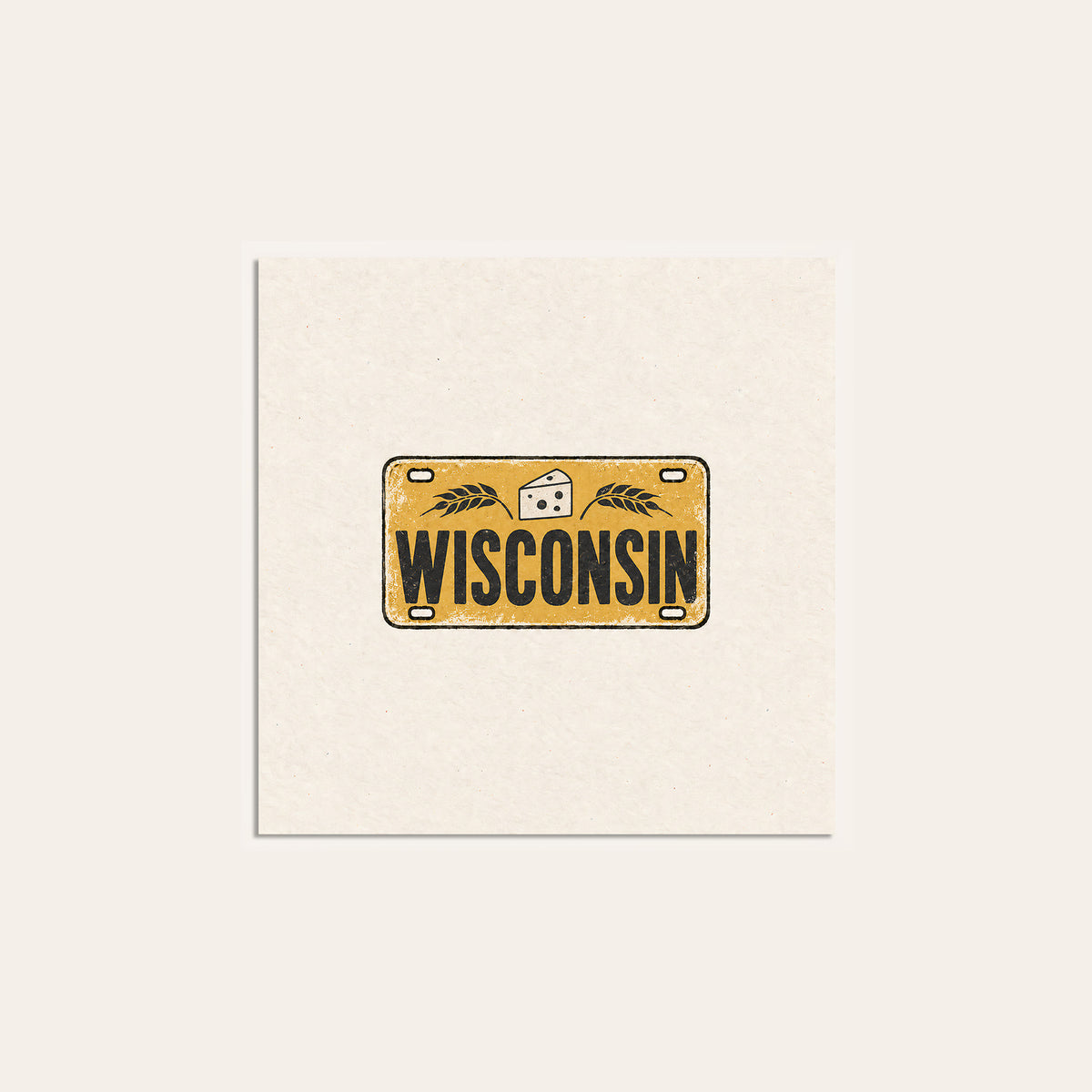 Wisconsin Cheese License Plate square art print — unframed print