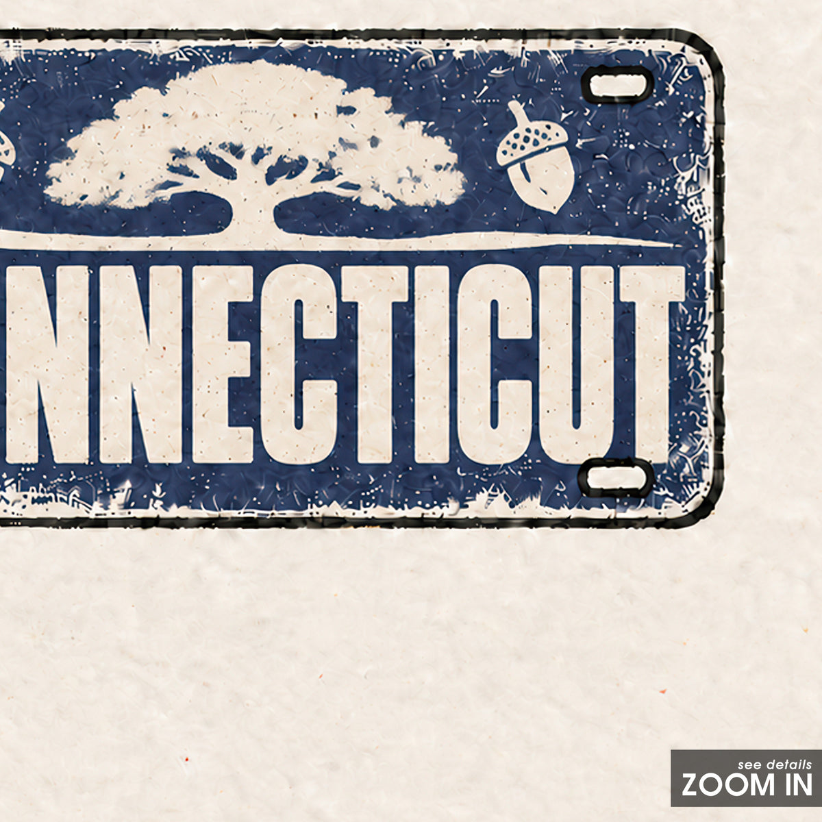 Connecticut Oak License Plate square art print — artwork detail