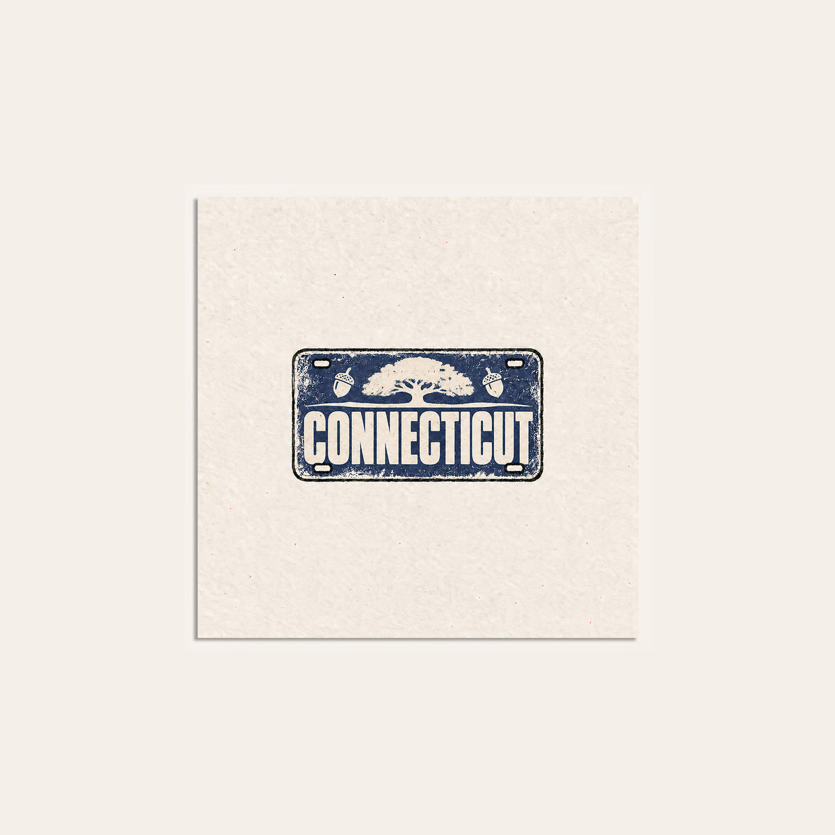 Connecticut Oak License Plate square art print — unframed print