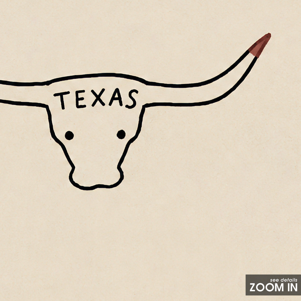 Texas Longhorn square art print — artwork detail