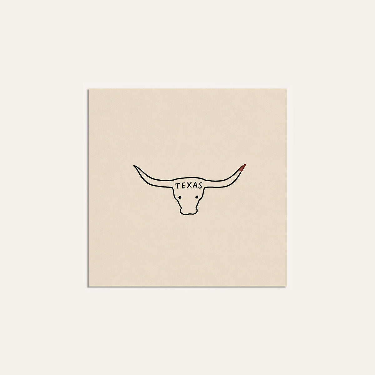 Texas Longhorn square art print — unframed print