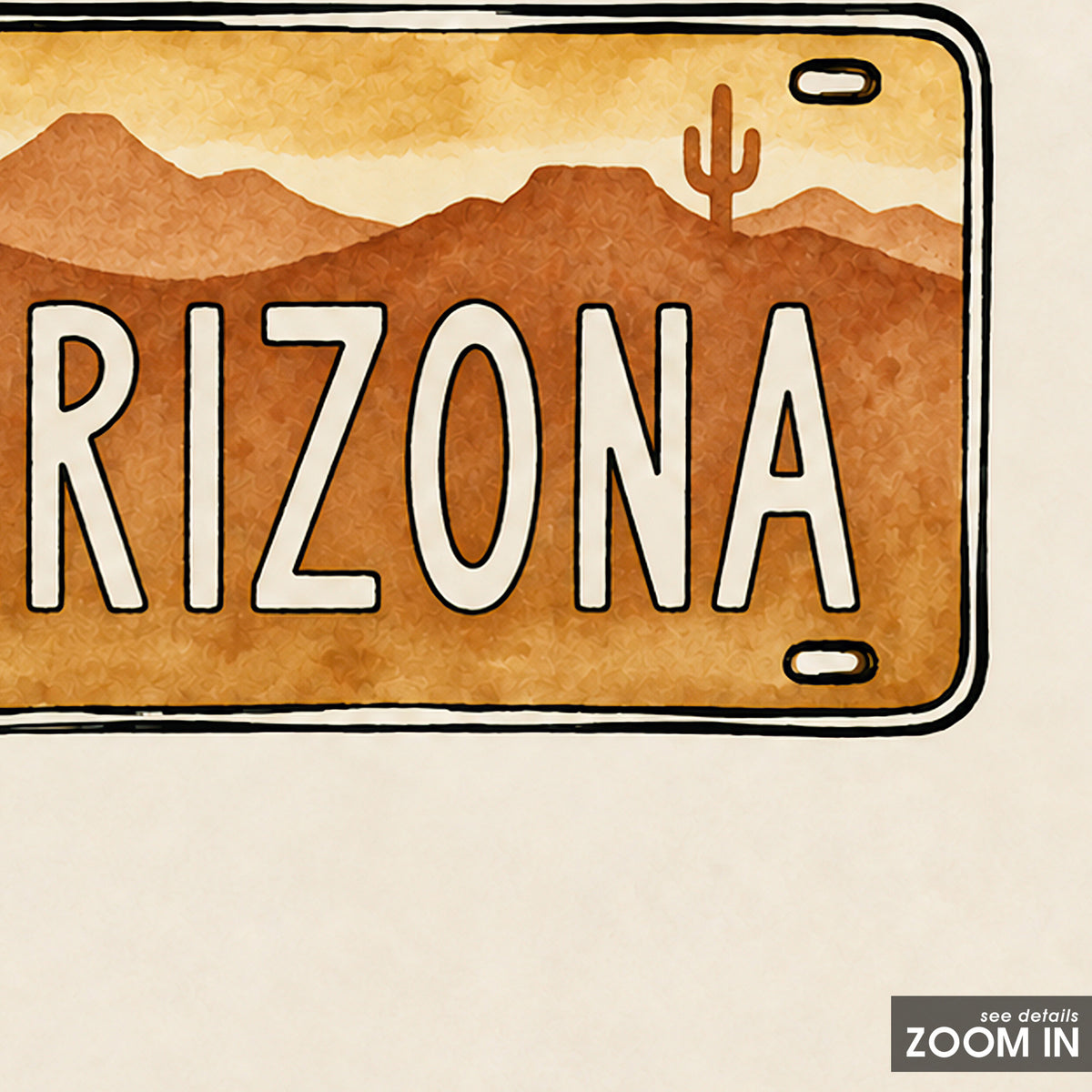 Arizona Desert License Plate square art print — artwork detail