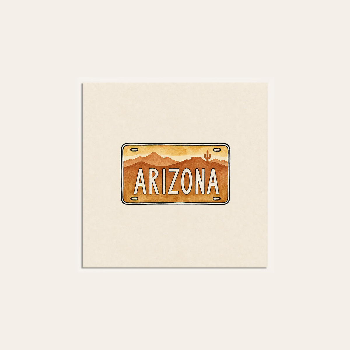 Arizona Desert License Plate square art print — unframed print