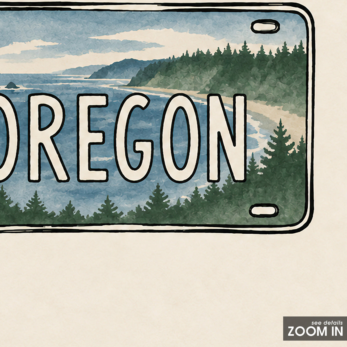 Oregon Landscape License Plate square art print — artwork detail