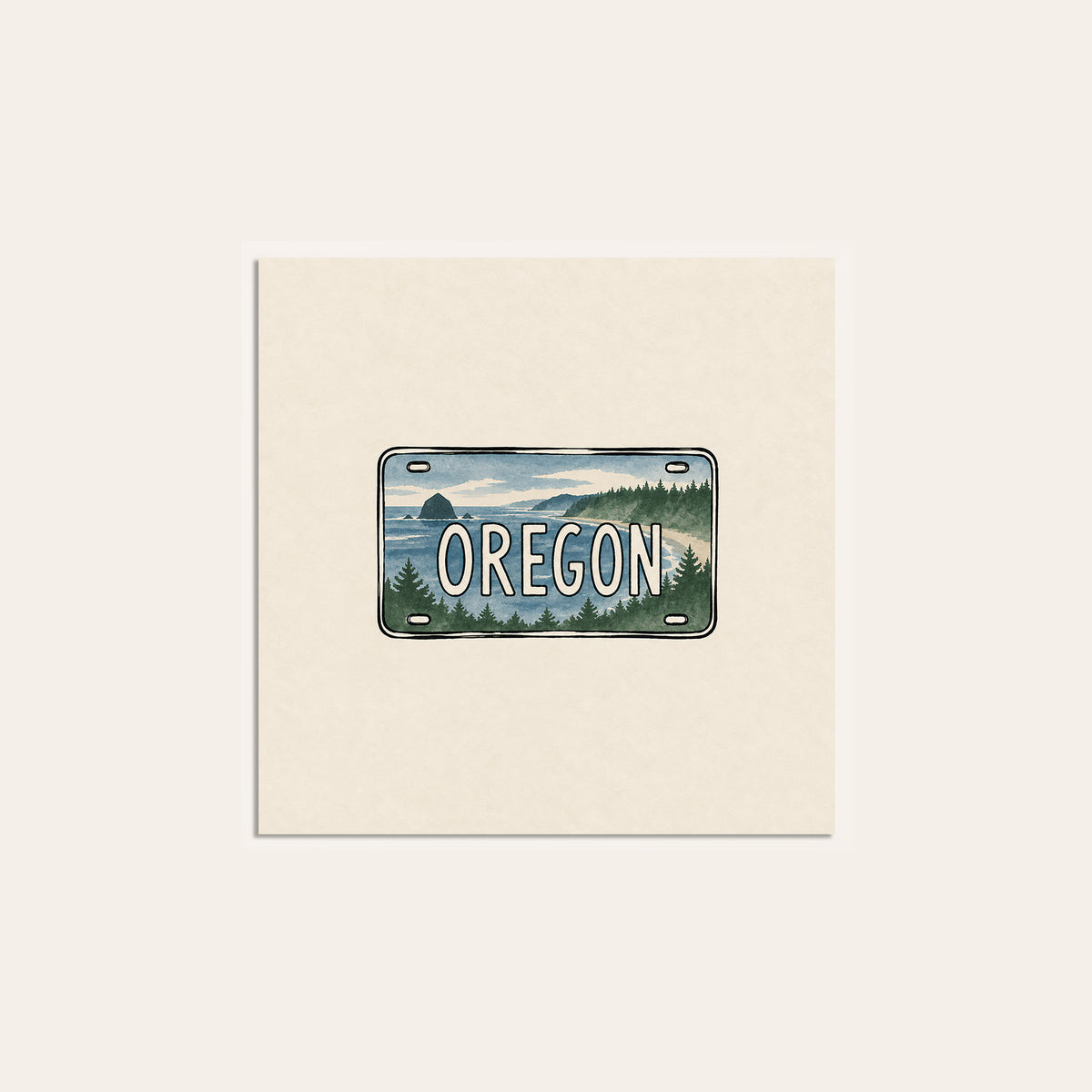Oregon Landscape License Plate square art print — unframed print