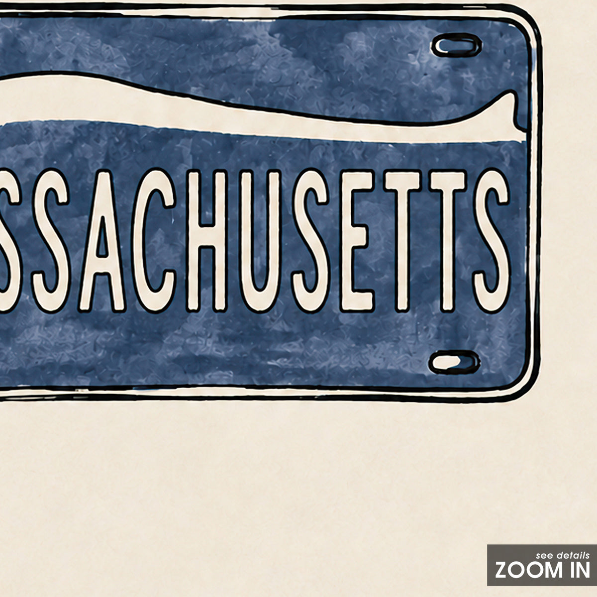 Massachusetts Navy License Plate square art print — artwork detail