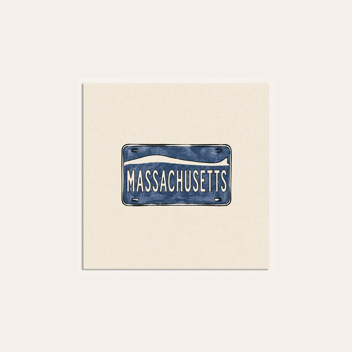 Massachusetts Navy License Plate square art print — unframed print