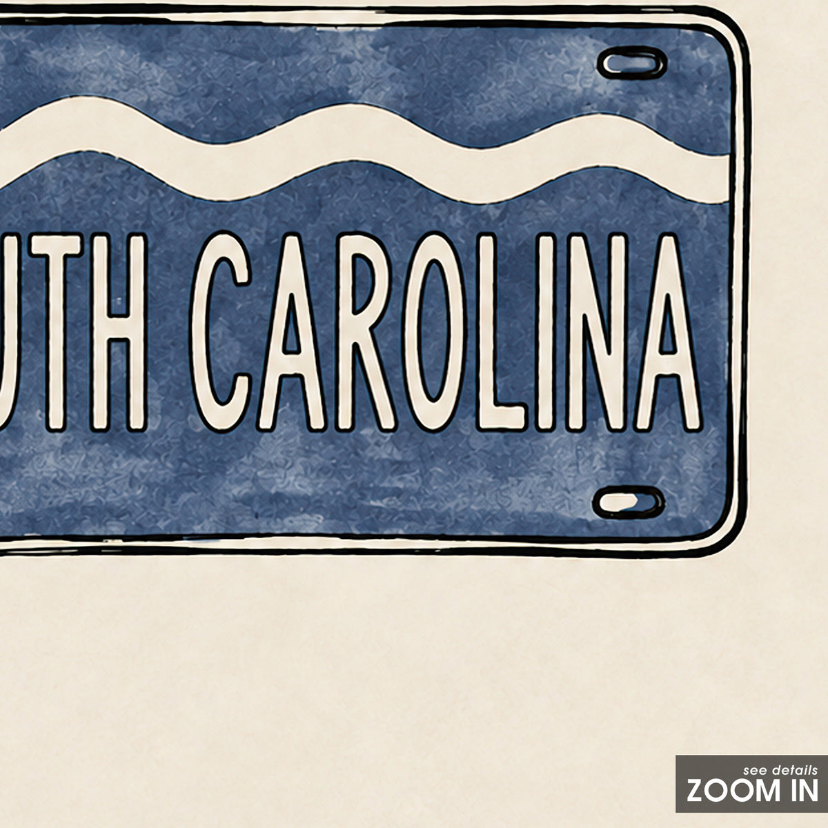 South Carolina Navy License Plate square art print — artwork detail