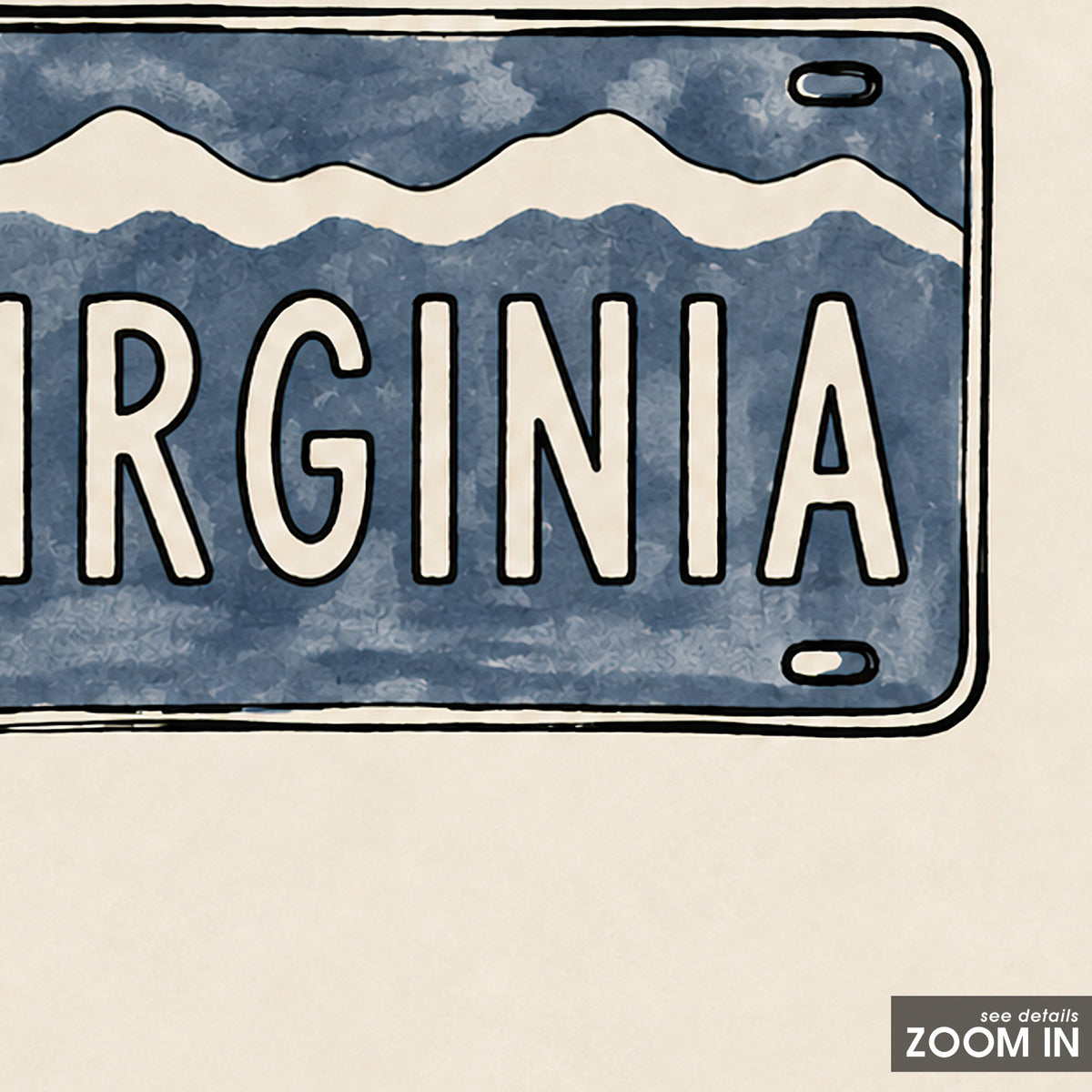 Virginia Ridge License Plate square art print — artwork detail