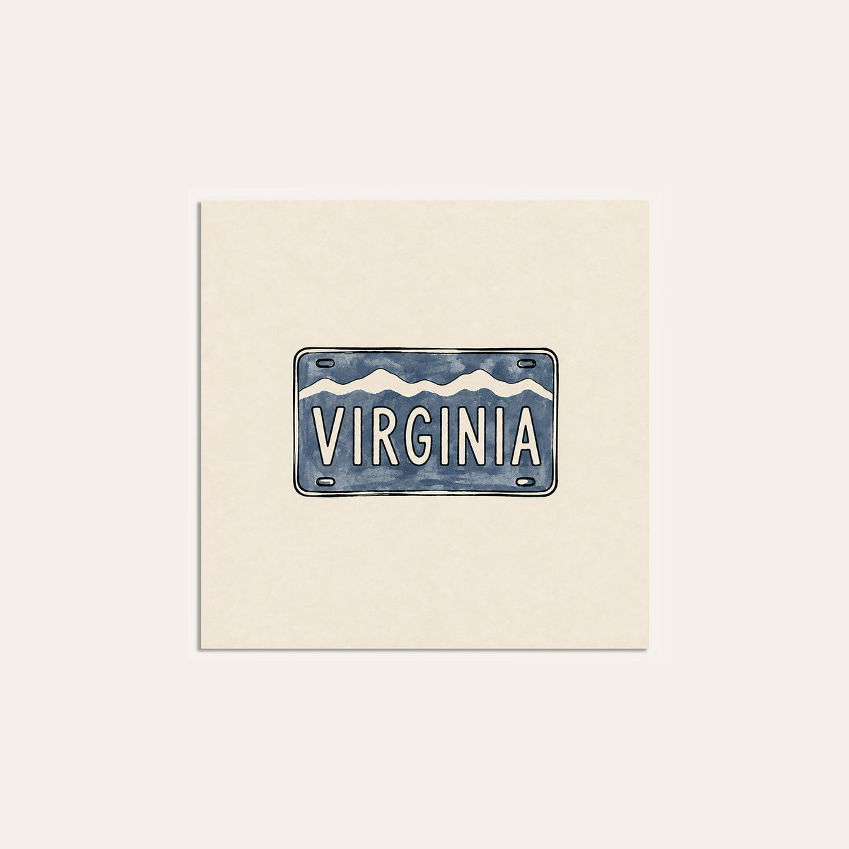 Virginia Ridge License Plate square art print — unframed print