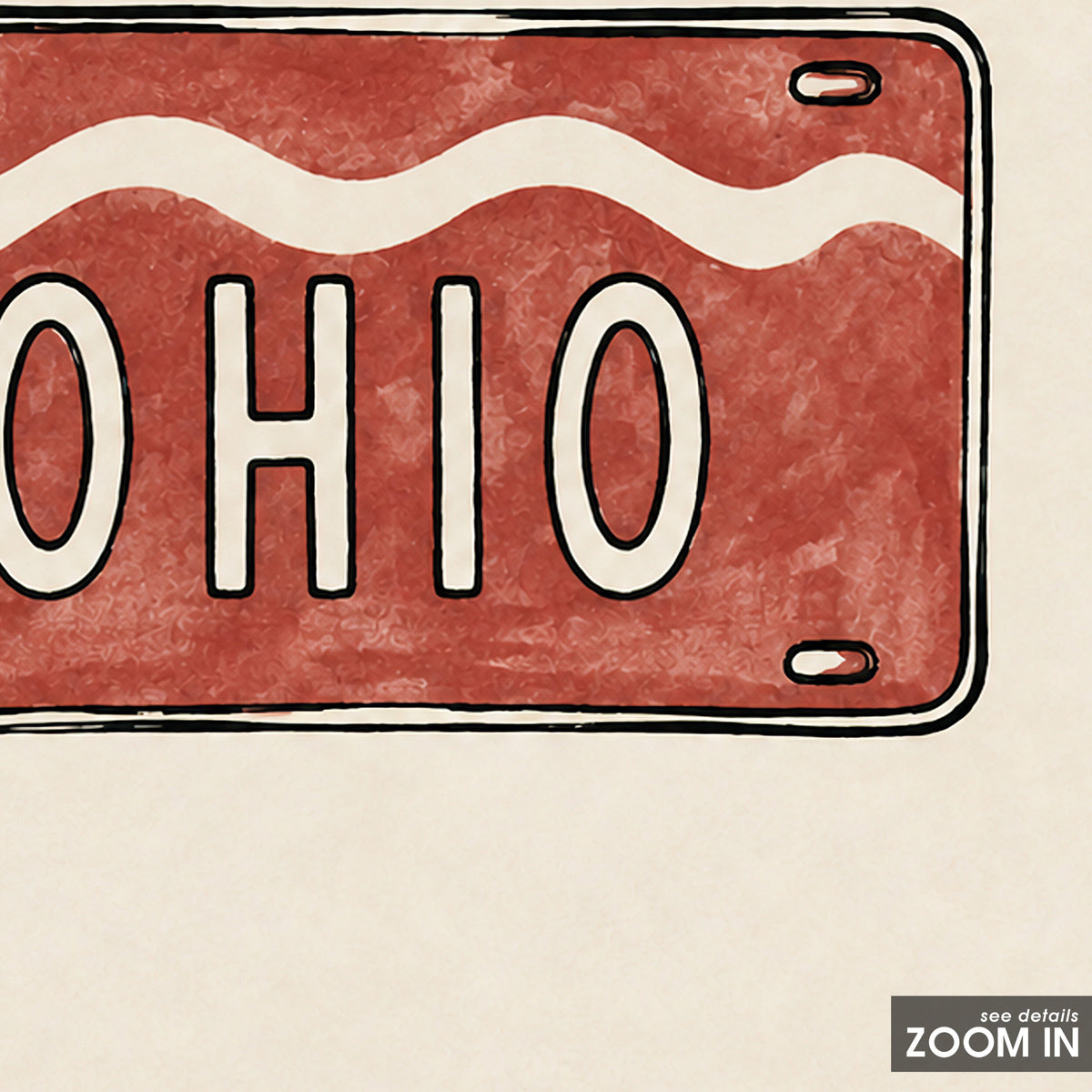 Ohio Red License Plate square art print — artwork detail