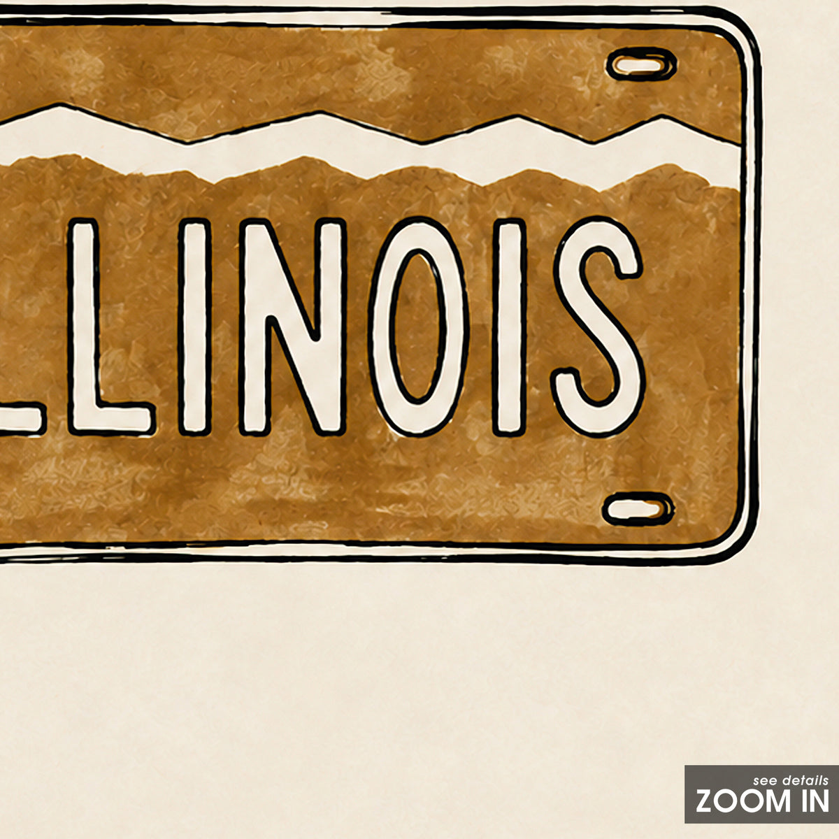 Illinois Ochre License Plate square art print — artwork detail