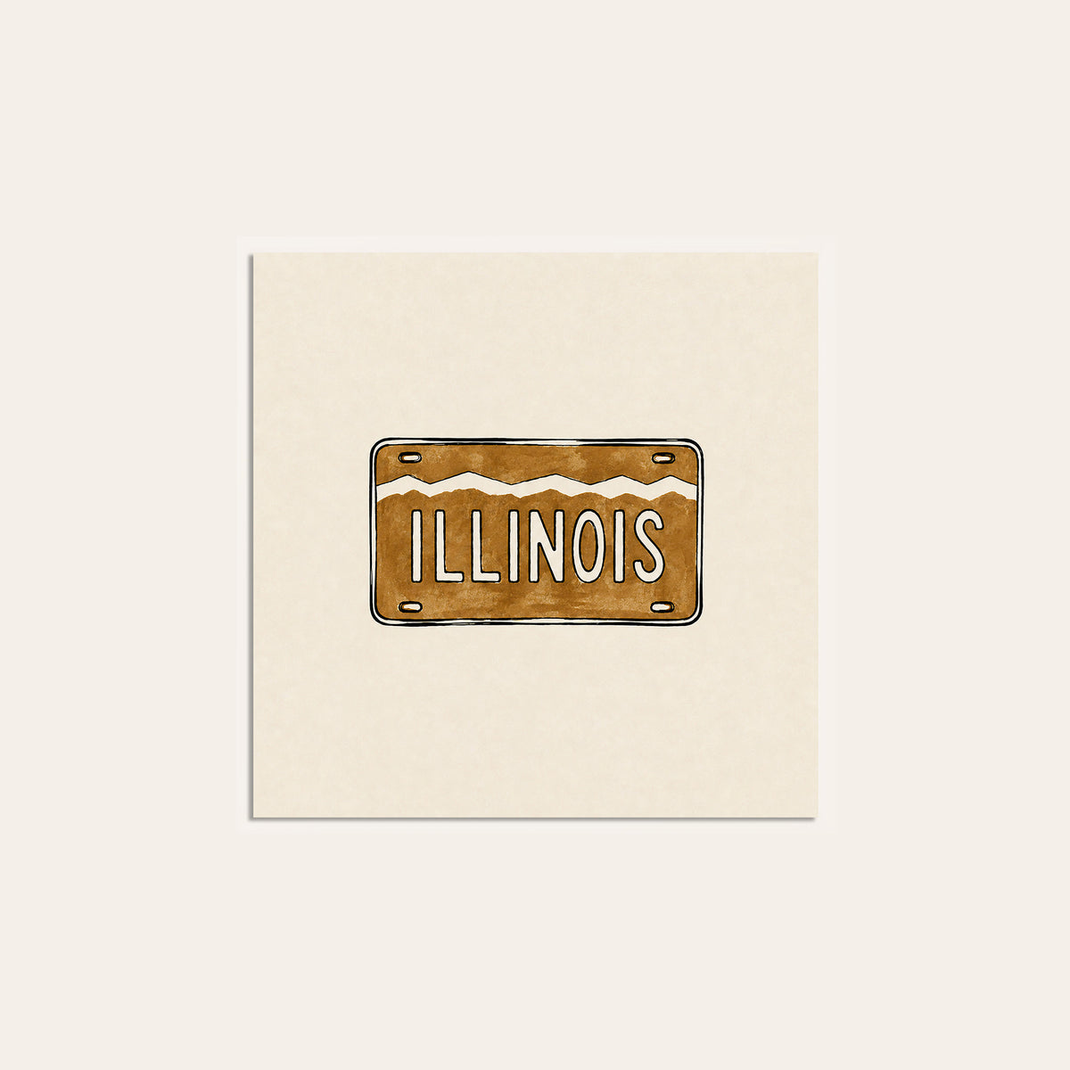 Illinois Ochre License Plate square art print — unframed print