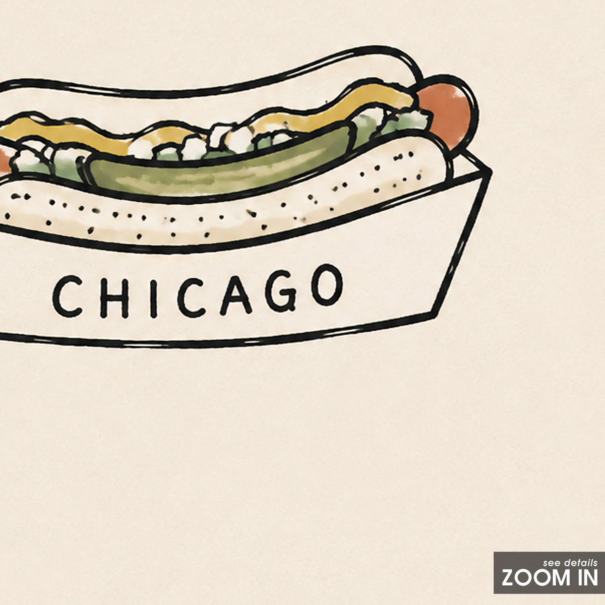 Chicago Hot Dog square art print — artwork detail