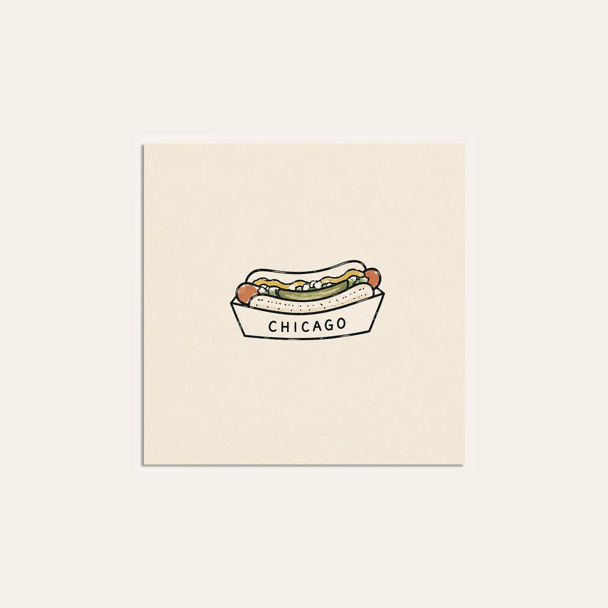 Chicago Hot Dog square art print — unframed print
