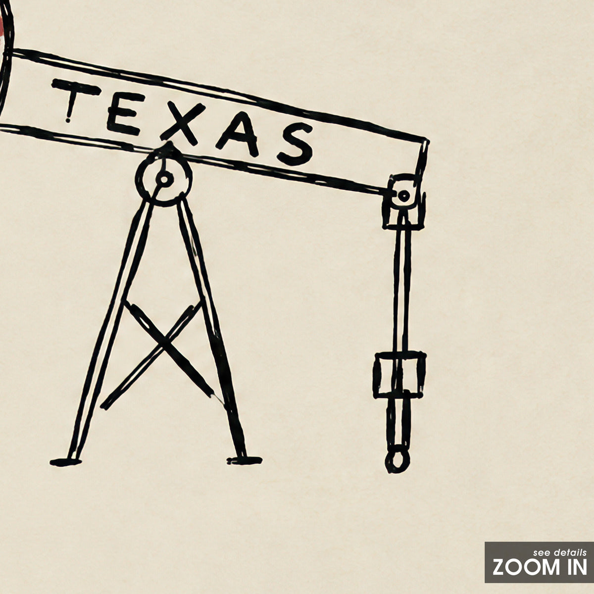 Texas Oil Pumpjack square art print — artwork detail