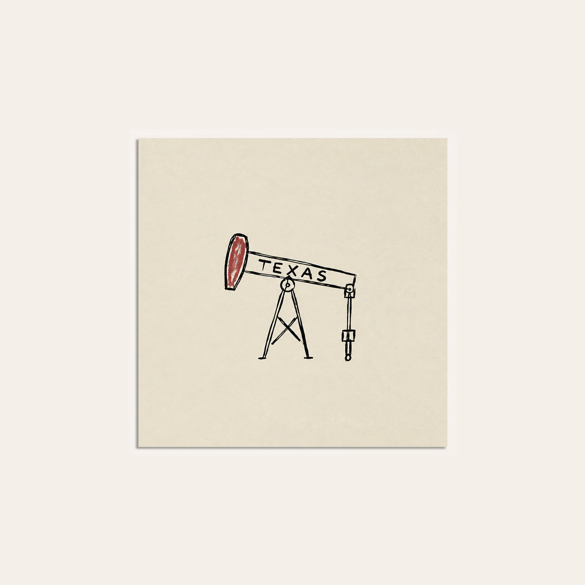 Texas Oil Pumpjack square art print — unframed print