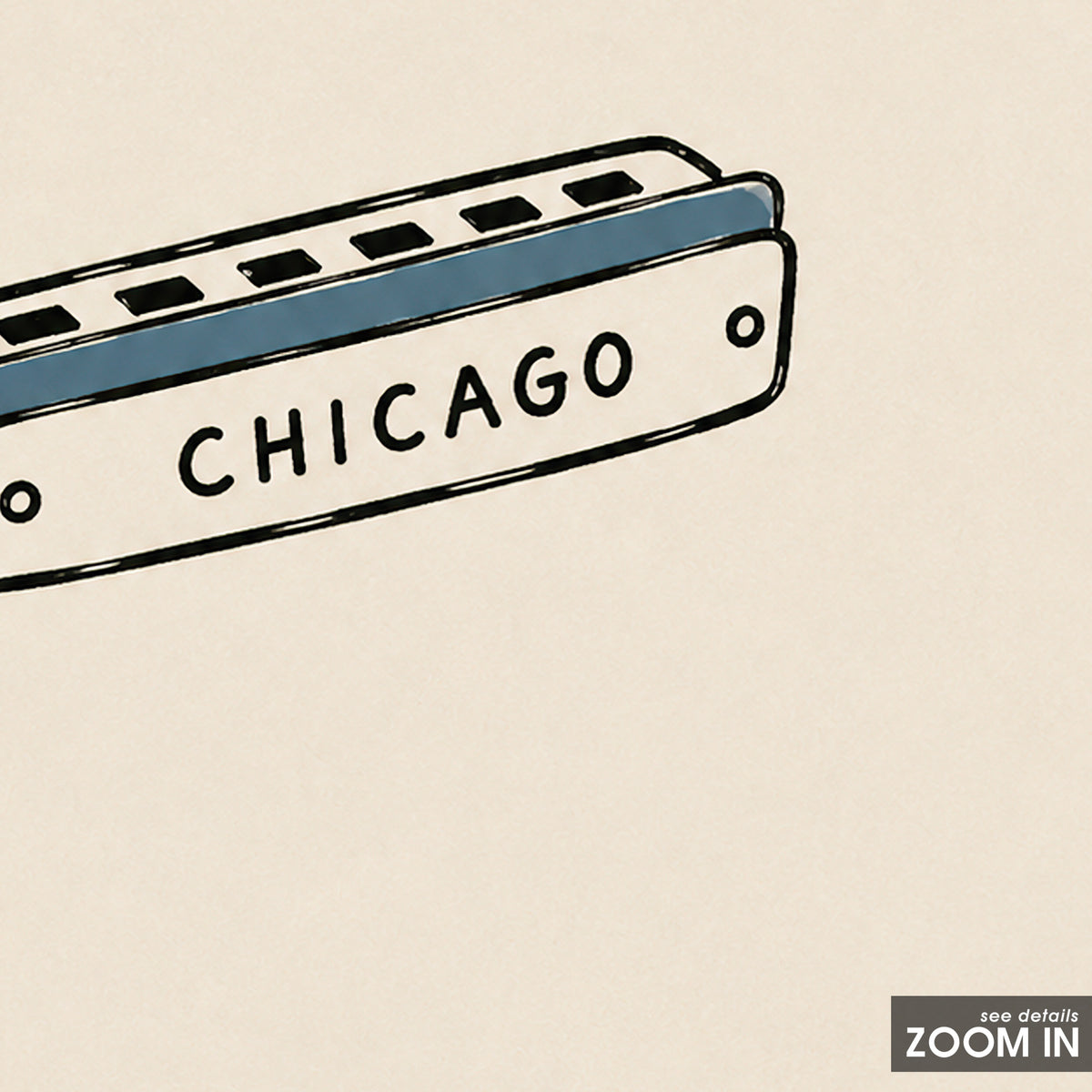 Chicago Harmonica square art print — artwork detail