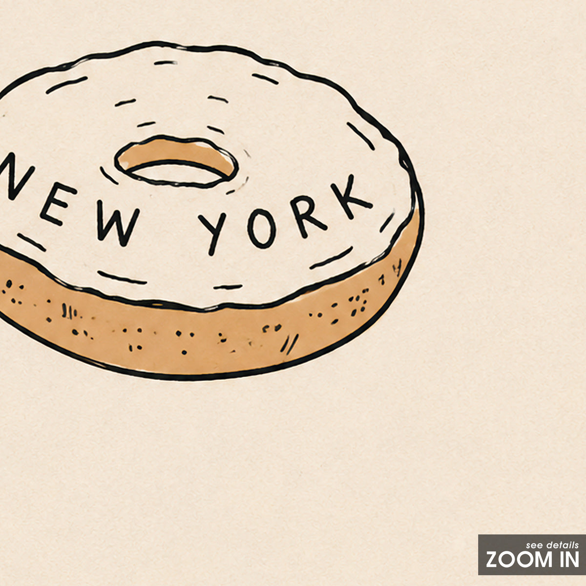 New York Bagel square art print — artwork detail